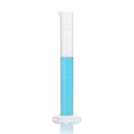 Globe Scientific 100mL Cylinder, Measuring, Diamond Essentials, Class B, PP, Molded Graduations, tall form 3701-100
